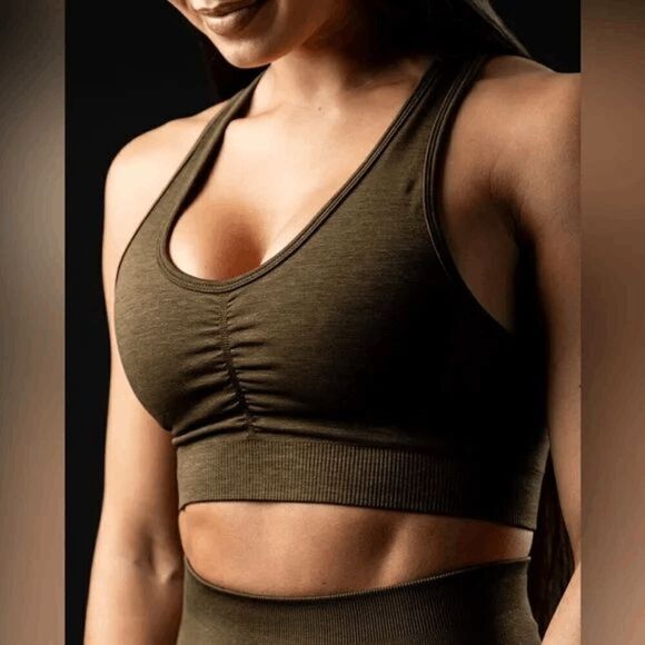 Alphalete Amplify Bra Canteen Deep Olive Green XS - Picture 6 of 6